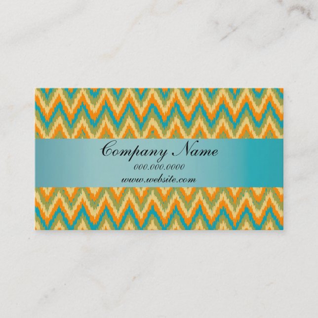 Bright Colours Ikat ZigZag Pocket 2019 Calendar Business Card (Front)