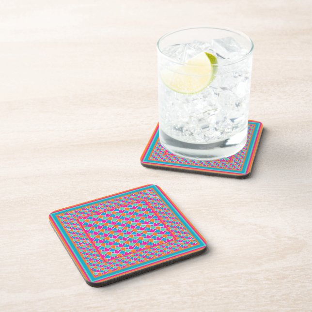 Bright Colours Islamic Pattern Square Coaster (Right Side)