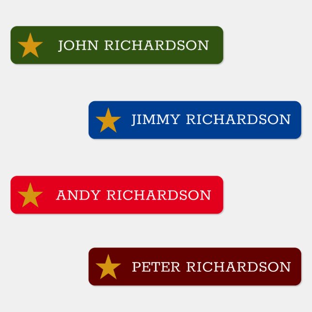 Bright Colours Kids Waterproof Name Tags / Labels (Group)