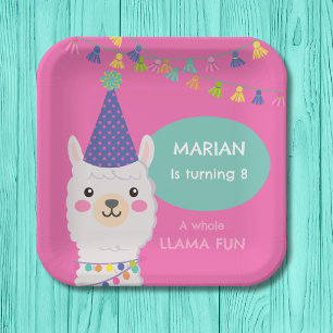 Bright colours llama Paper Plate