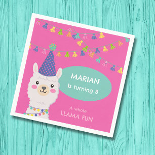 Bright colours llama party napkin