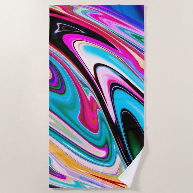Bright Colours Marbled Beach Towel (Front)