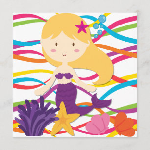 Bright Colours Mermaid Birthday Invitation