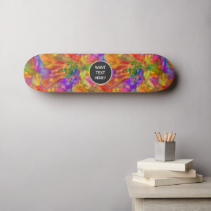 Bright Colours Paint Explosion - Optional Text Skateboard