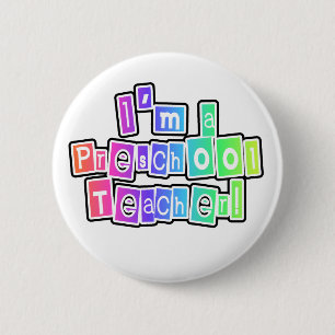 Bright Colours Preschool Teacher 6 Cm Round Badge