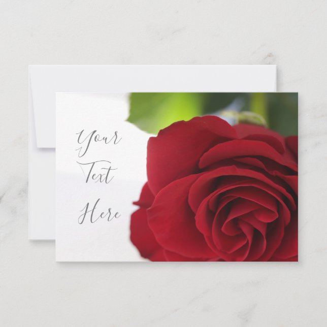 Bright Colours Red Rose Your Text Flat Card (Front)