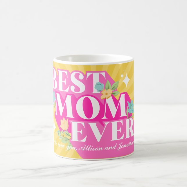  Bright Colours Retro Typography Best Mum Ever Coffee Mug (Center)