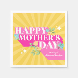  Bright Colours Retro Typography Happy Mothers Day Napkin