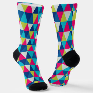 Bright colours triangles seamless pattern socks