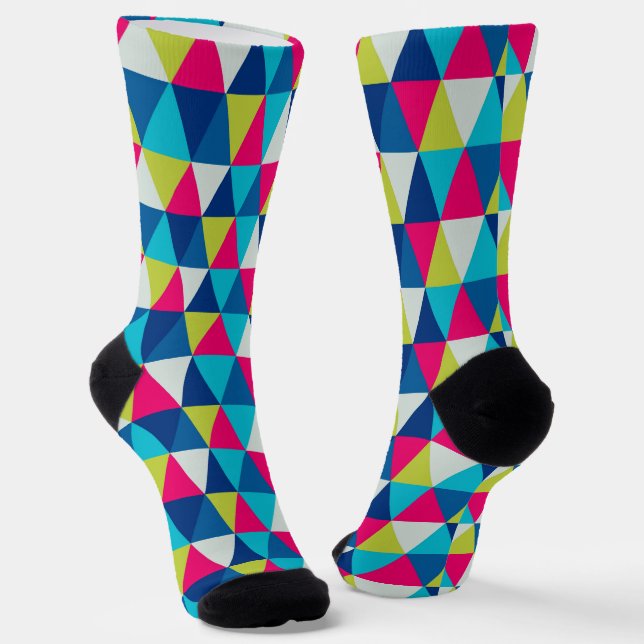 Bright colours triangles seamless pattern socks (Angled)