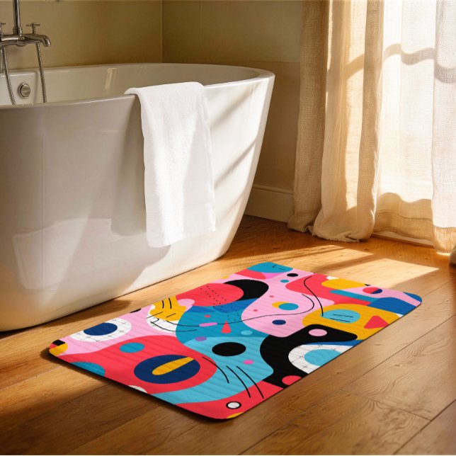 Bright colours whimsical shapes modern geometric bath mat (Creator Uploaded)