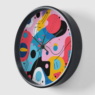 Bright colours whimsical shapes modern geometric clock