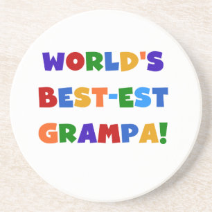 Bright Colours World's Best-est Grampa Gifts Coaster
