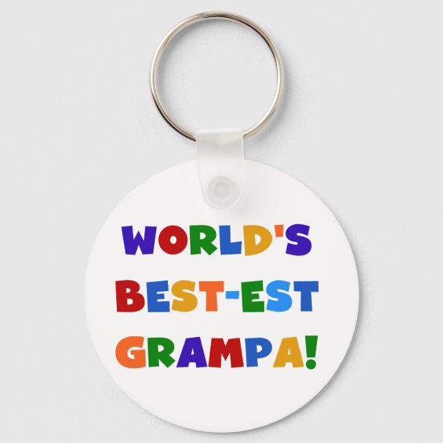Bright Colours World's Best-est Grampa Gifts Key Ring (Front)