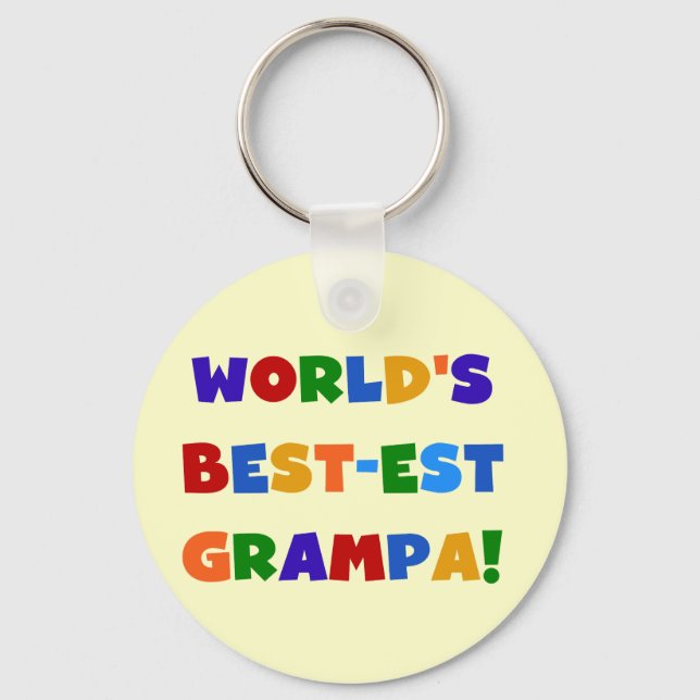 Bright Colours World's Best-est Grampa Gifts Key Ring (Front)