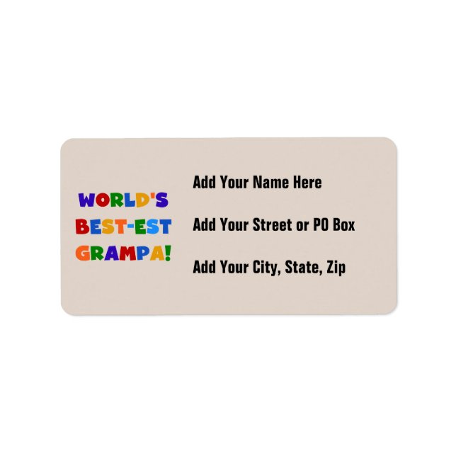 Bright Colours World's Best-est Grampa Gifts Label (Front)