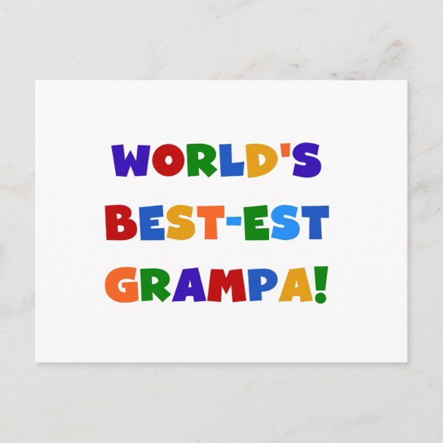 Bright Colours World's Best-est Grampa Gifts Postcard (Front)