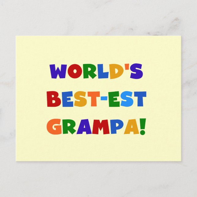 Bright Colours World's Best-est Grampa Gifts Postcard (Front)