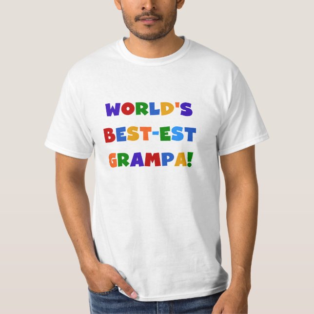 Bright Colours World's Best-est Grampa Gifts T-Shirt (Front)