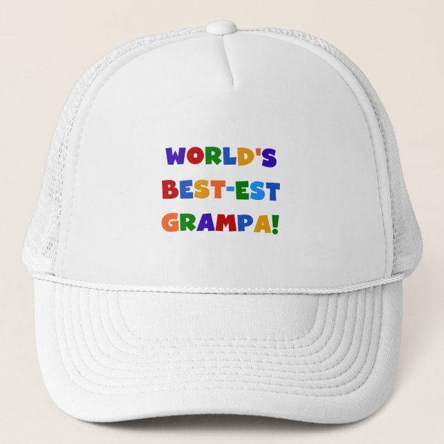 Bright Colours World's Best-est Grampa Gifts Trucker Hat (Front)