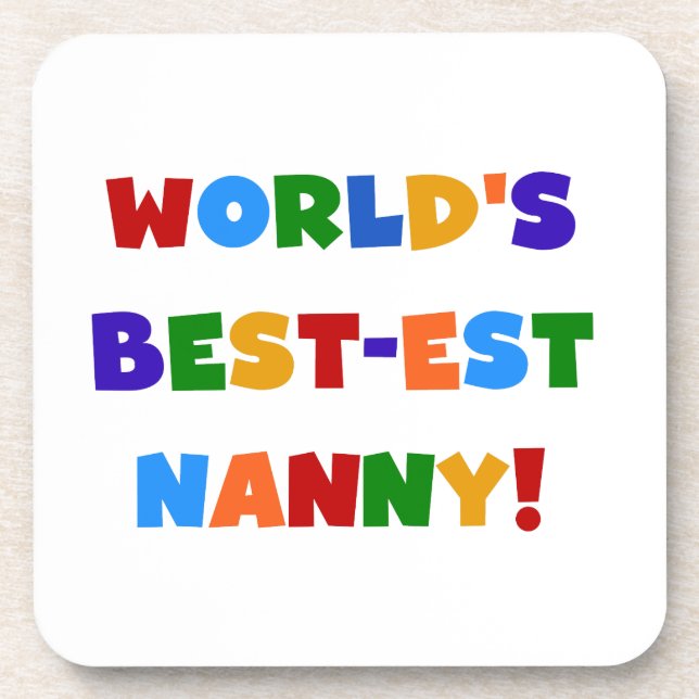 Bright Colours World's Best-est Nanny Gifts Coaster (Front)