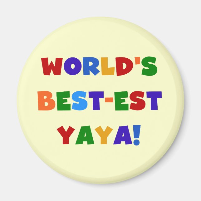 Bright Colours World's Best-est Yaya Gifts Magnet (Front)