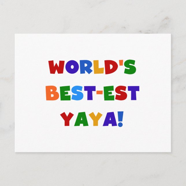 Bright Colours World's Best-est Yaya Gifts Postcard (Front)