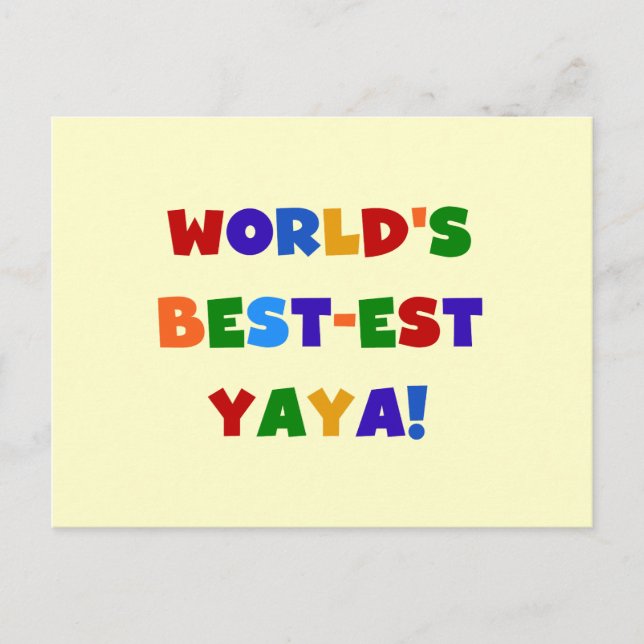 Bright Colours World's Best-est Yaya Gifts Postcard (Front)