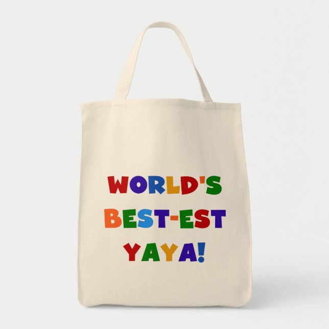 Bright Colours World's Best-est Yaya Gifts Tote Bag (Front)