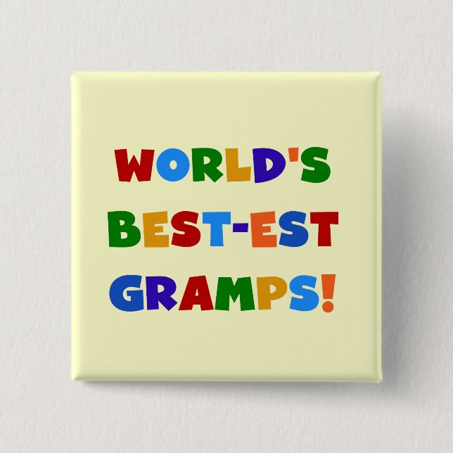 Bright Colours World's Best Gramps Gifts 15 Cm Square Badge (Front)