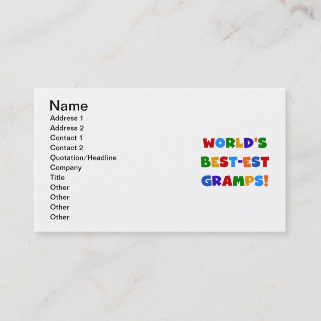 Bright Colours World's Best Gramps Gifts Business Card (Front)
