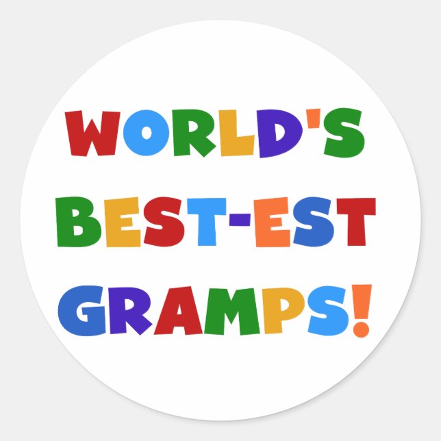 Bright Colours World's Best Gramps Gifts Classic Round Sticker (Front)
