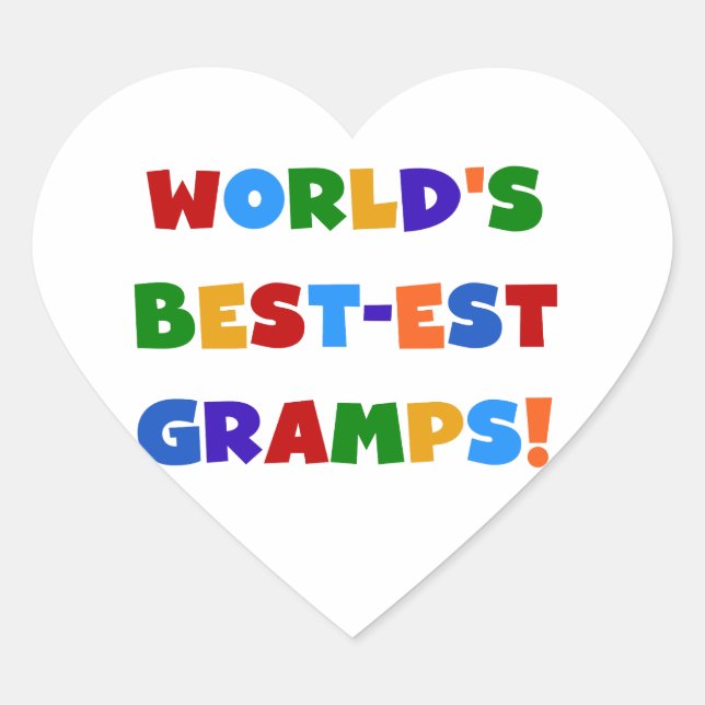 Bright Colours World's Best Gramps Gifts Heart Sticker (Front)