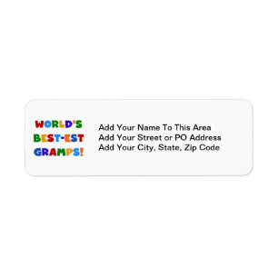 Bright Colours World's Best Gramps Gifts Return Address Label