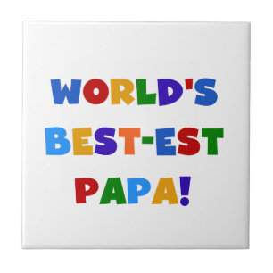 Bright Colours World's Best Papa Tshirts and Gifts Ceramic Tile