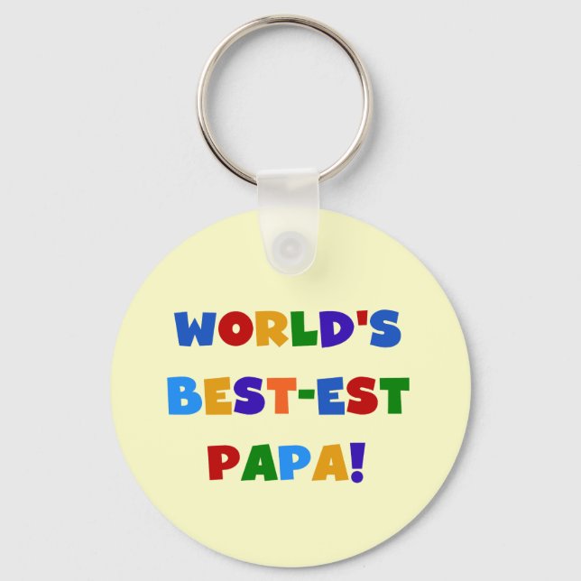 Bright Colours World's Best Papa Tshirts and Gifts Key Ring (Front)