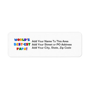 Bright Colours World's Best Papa Tshirts and Gifts Return Address Label
