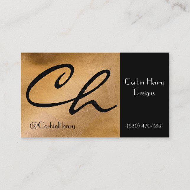 Bright Copper And Black Business Cards (Front)