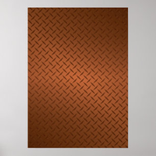 Bright Copper Diamond-Plate Pattern Poster