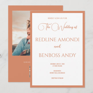 Bright Copper Elegant  Modern Calligraphy Wedding Invitation