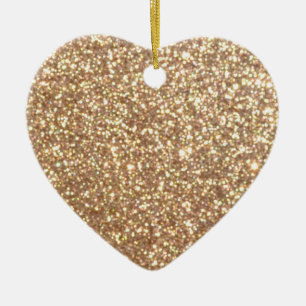 Bright Copper Glitter Sparkles Ceramic Ornament