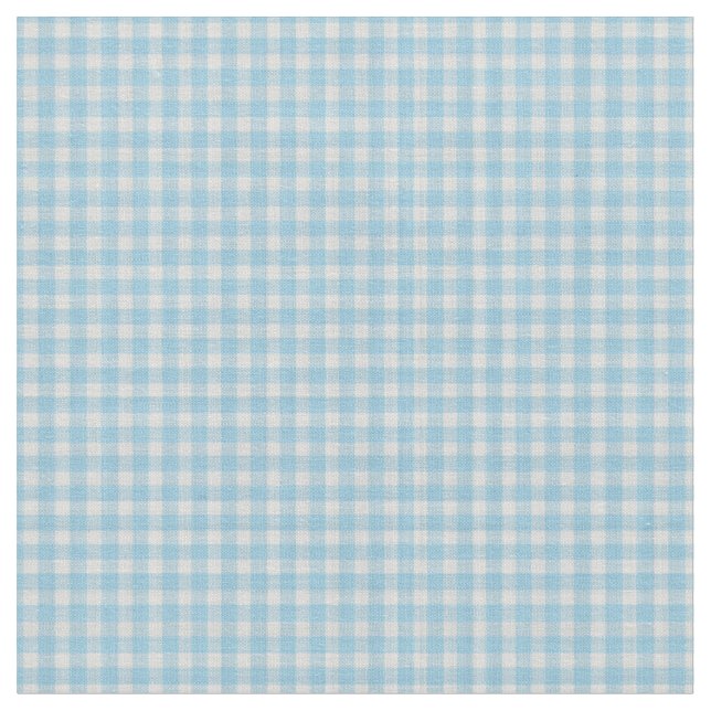 Bright Cornflower Blue Gingham Check Fabric (Close Up)