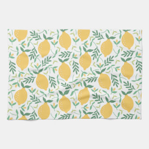 Bright Country Farm Yellow Lemon Pattern Tea Towel