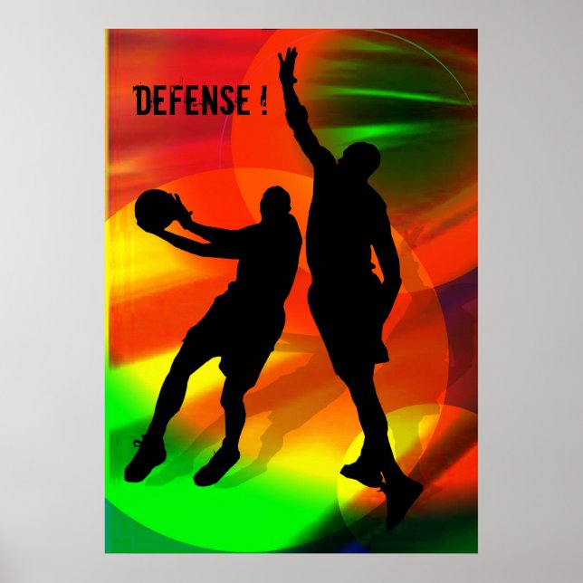 Bright Court Lights and Basketball Duo Poster (Front)