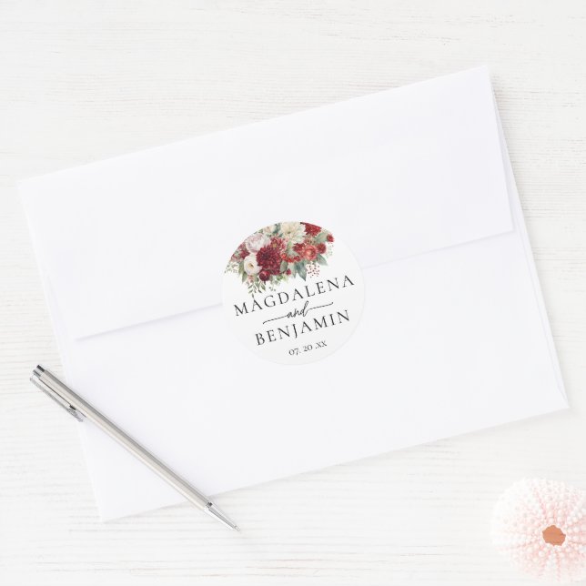 Bright Crimson Red Burgundy Flowers Envelope Seals (Envelope)
