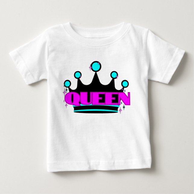 Bright Crown Graphic Pink Bold Sparkly Queen Baby T-Shirt (Front)