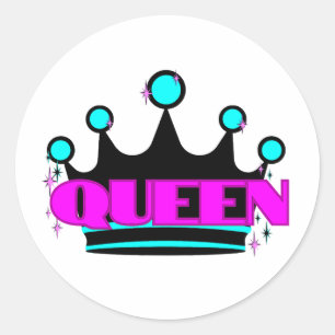 Bright Crown Graphic Pink Bold Sparkly Queen Classic Round Sticker