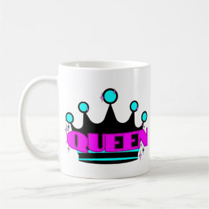 Bright Crown Graphic Pink Bold Sparkly Queen Coffee Mug