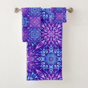 Bright crystal snowflakes ornament bath towel set