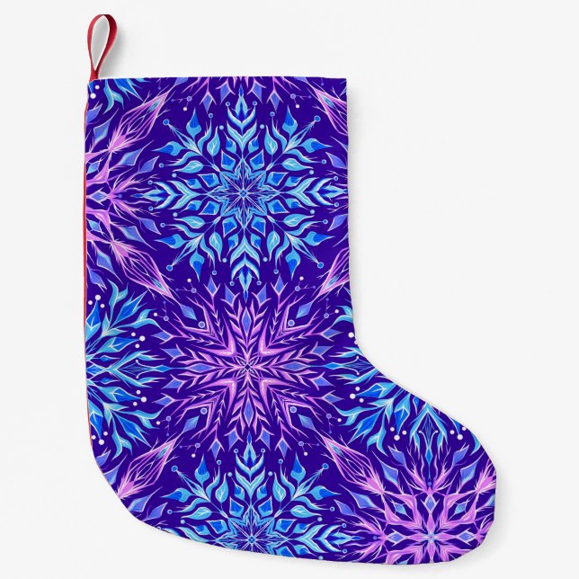 Bright crystal snowflakes ornament   small christmas stocking (Front)